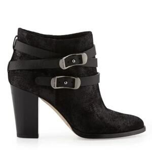 Jimmy Choo Melba Glossy Heel Ankle Boot Bootie Suede Black Round Toe 42 12